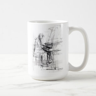 Taza De Café Resumen del esbozo pianista
