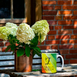 Taza De Café Resumen del monograma del nombre del arco iris