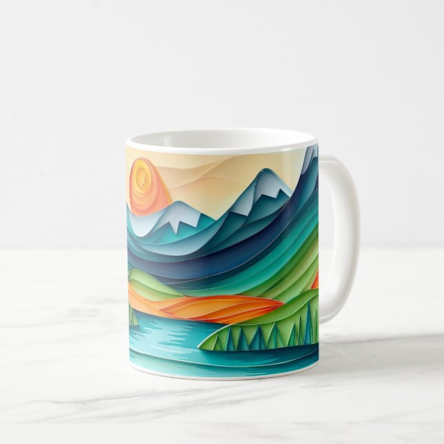 Taza De Café Resumen del paisaje del lago Sunset de bonito (Anverso derecho)