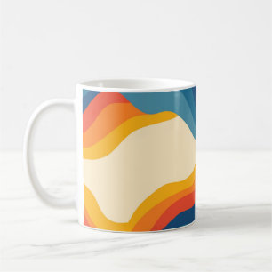 Taza De Café Resumen del patrón de banda ondulada azul retro Na
