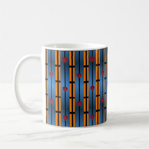 Taza De Café Resumen del patrón de cuadrícula Naranja azul co