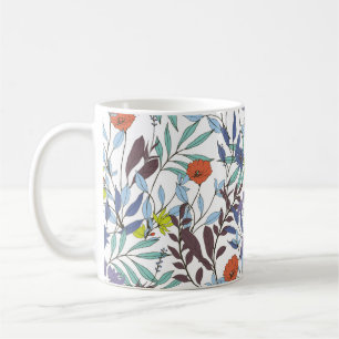Taza De Café Resumen del patrón de elegancia con fondo floral.