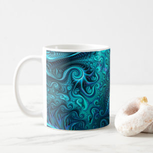 Taza De Café Resumen del patrón de espiral azul y Verde azulado