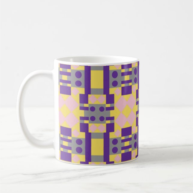 Taza De Café Resumen del patrón púrpura y pastel con geometría (Izquierda)