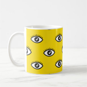 Taza De Café Resumen del patrón transparente de los ojos. Retro