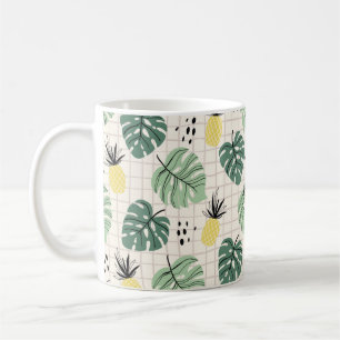 Taza De Café Resumen del patrón tropical sin soldadura con hoja