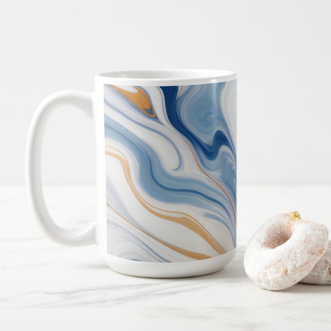 Taza De Café Resumen Diseño de mármol de la marina (Con donut)
