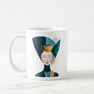 Taza De Café Resumen Diseño de retrato femenino