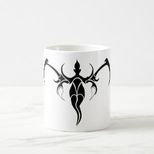 Taza De Café Resumen Diseño tribal de elefantes - blanco y neg