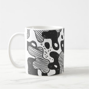 Taza De Café Resumen Doodle Camouflage Estilo negro