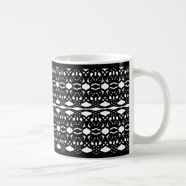 Taza De Café Resumen elegante Patrón blanco y negro (Derecha)