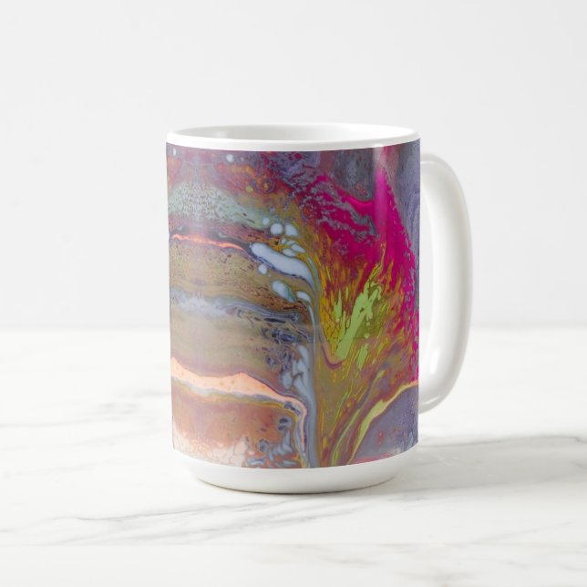 Taza De Café Resumen Flor en colores brillantes (Anverso derecho)