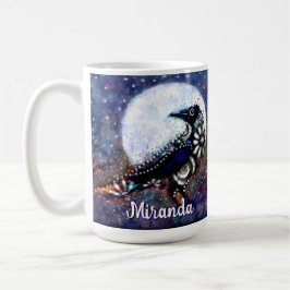 Taza De Café Resumen floral caprichoso Raven Moon Personalizado
