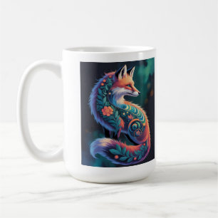 Taza De Café Resumen Floral Fox Art