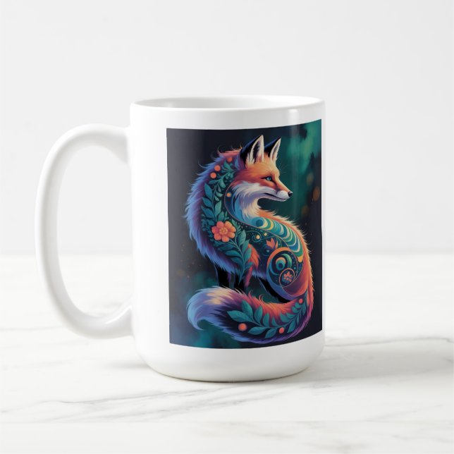 Taza De Café Resumen Floral Fox Art (Izquierda)