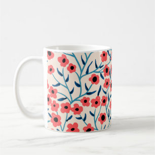 Taza De Café Resumen Floral: Patrón Vintage floreciente.