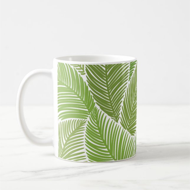 Taza De Café Resumen floral verde, fondo sin costuras. (Izquierda)