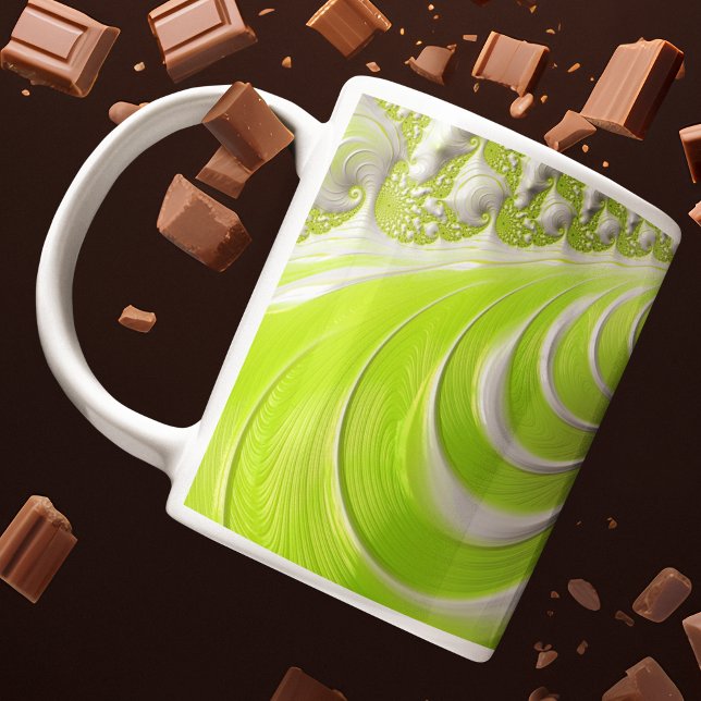 Taza De Café Resumen fractal de espiral verde limón moderno (Subido por el creador)