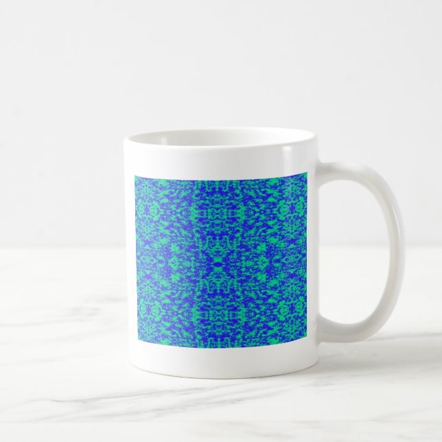 Taza De Café Resumen Fractal En Azul Y Verde (Derecha)