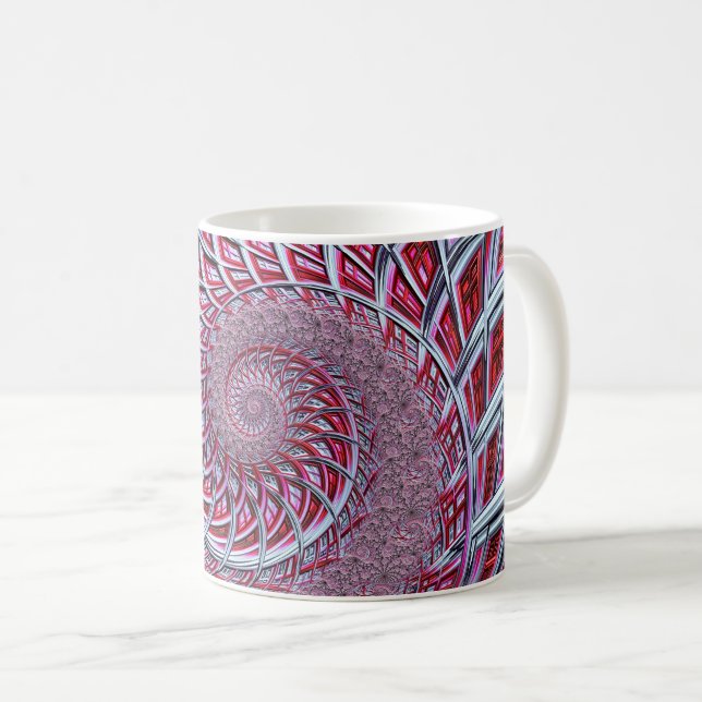 Taza De Café Resumen fractal espiral roja (Anverso derecho)