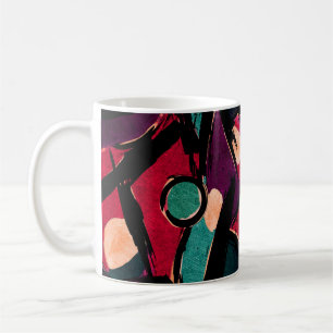 Taza De Café Resumen fragmento de pintura moderna acrílica. Co