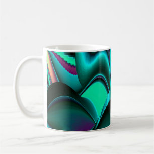 Taza De Café Resumen futurista arte arte arcoiris metálico en 3
