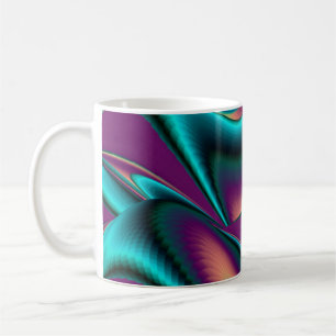 Taza De Café Resumen futurista arte arte arcoiris metálico en 3