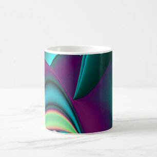 Taza De Café Resumen futurista arte arte arcoiris metálico en 3