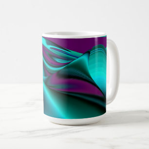 Taza De Café Resumen futurista arte arte arcoiris metálico en 3