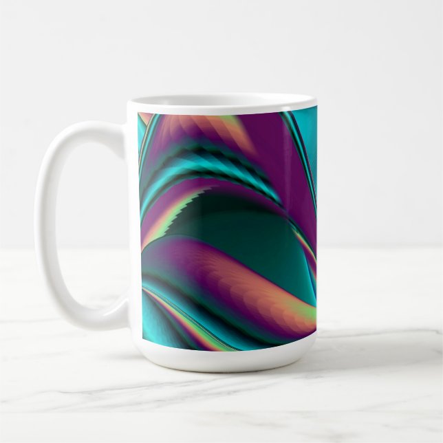 Taza De Café Resumen futurista arte arte arcoiris metálico en 3 (Izquierda)