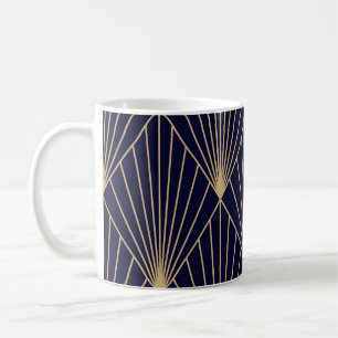 Taza De Café Resumen geométrico Oro azul oscuro