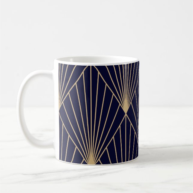 Taza De Café Resumen geométrico Oro azul oscuro (Izquierda)