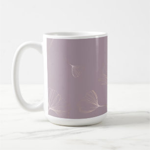 Taza De Café Resumen Ginkgo Biloba Rosa Botánico Oro