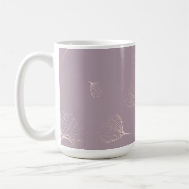 Taza De Café Resumen Ginkgo Biloba Rosa Botánico Oro (Izquierda)