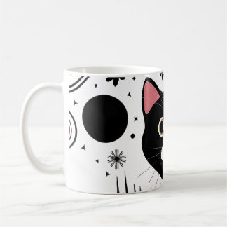 Taza De Café Resumen Gracioso Gato Negro