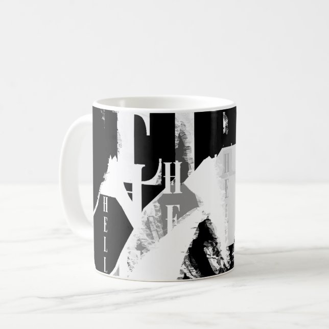 Taza De Café Resumen Gris blanco negro (Anverso izquierdo)