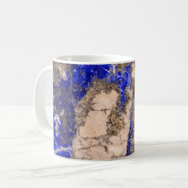 Taza De Café Resumen Lapis Lazuli Granito Azul, mármol azul (Anverso izquierdo)