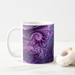 Taza De Café Resumen Lílago colorido y patrón espiral violeta