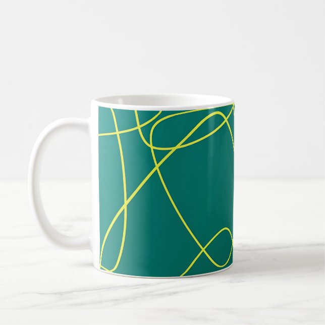 Taza De Café Resumen Líneas amarillas en un verde (Izquierda)