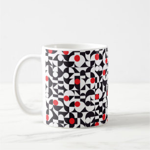 Taza De Café Resumen mínimo geométrico blanco y rojo palmas