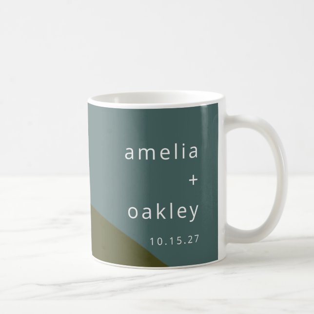 Taza De Café Resumen moderno Arte Sabor Verde Boda Personalizad (Derecha)