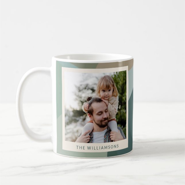 Taza De Café Resumen moderno Arte Sage Verde Foto Verde azulada (Izquierda)