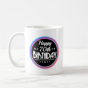 Taza De Café Resumen moderno Feliz cumpleaños número 70