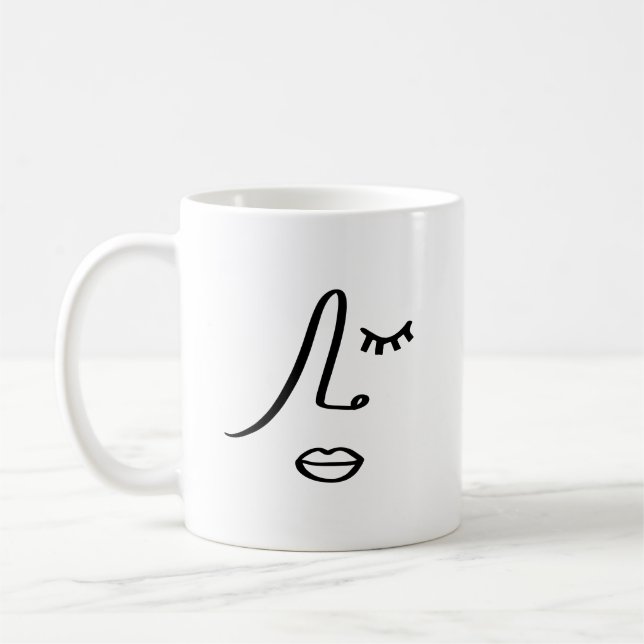 Taza De Café Resumen moderno Las mujeres enfrentan el diseño de (Izquierda)