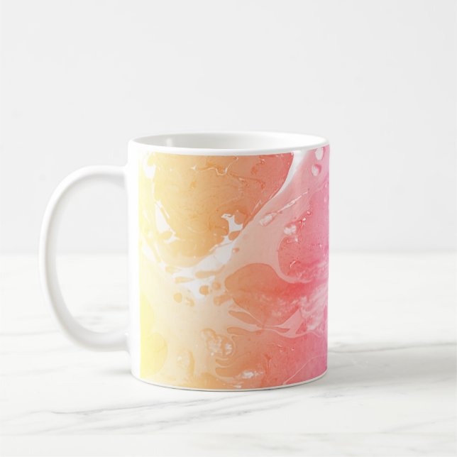 Taza De Café Resumen moderno Naranja amarillo rojo rosa morado (Izquierda)