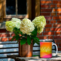 Resumen naranja magenta geométrico rosa con nombre