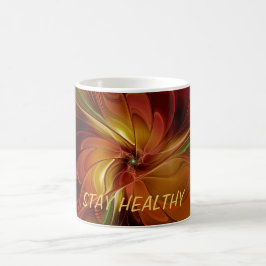 Taza De Café Resumen Naranja rojo marrón verde arte fractal tex