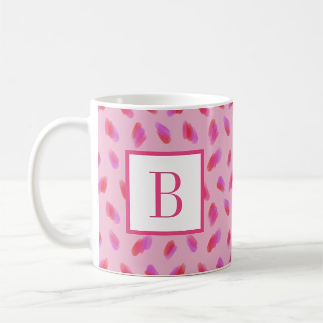 Taza De Café Resumen Paint Bruske Stroke Pink Red Purple (Izquierda)