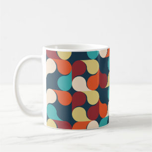 Taza De Café Resumen Patrón geométrico con hojas, gotas. Col