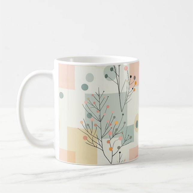 Taza De Café Resumen Patrones Pastel Botánico Zen (Izquierda)